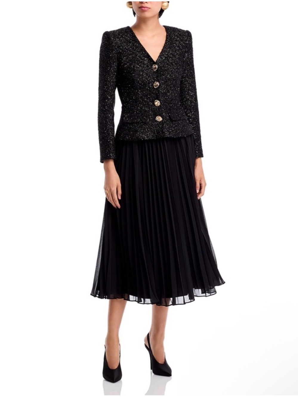 NWT Self Portrait Tinsel Bouclé Chiffon Midi-Dress size US 8